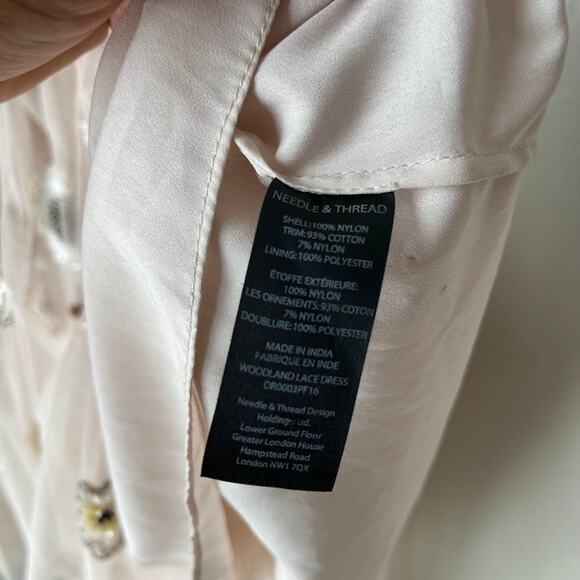 Needle & Thread Dress Woodland Floral Embellished Tulle Pastel Pink Minidress 2 - Picture 13 of 14